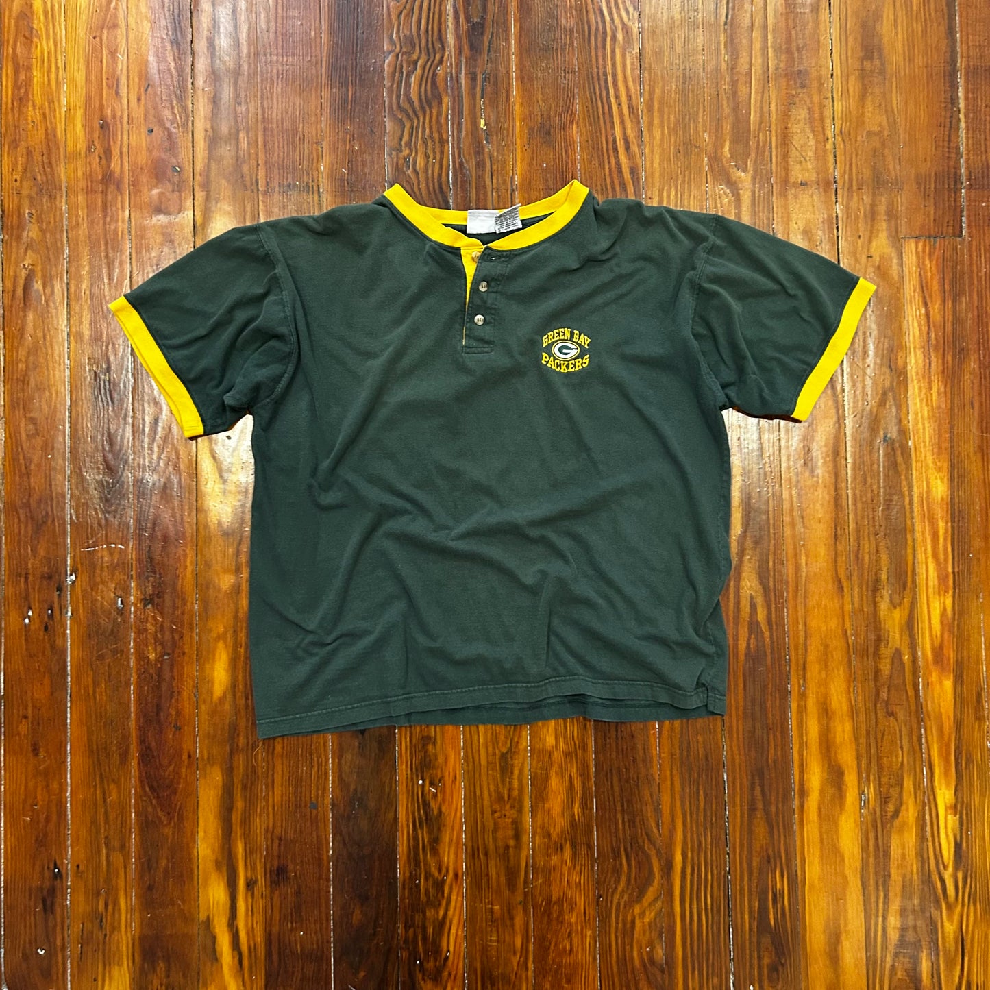 Vintage Green Bay Packers Button Up Tee - XL