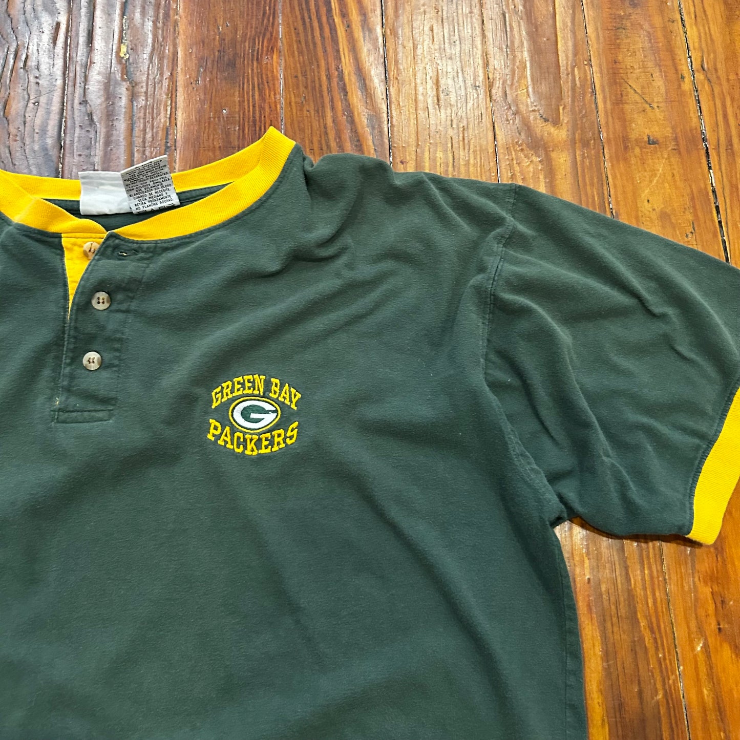 Vintage Green Bay Packers Button Up Tee - XL