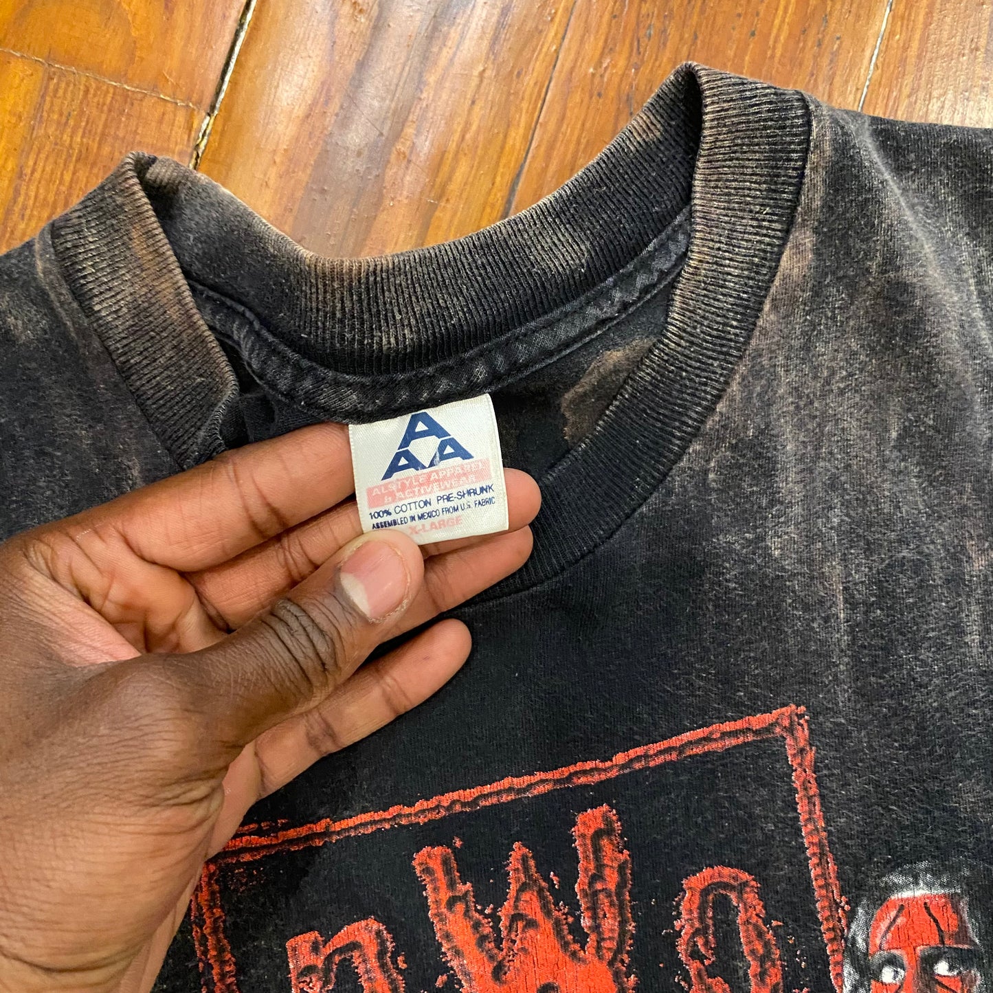 Vintage 1998 WCW NWO Wolf Pack Run With The Pac Bleached Tee - XL