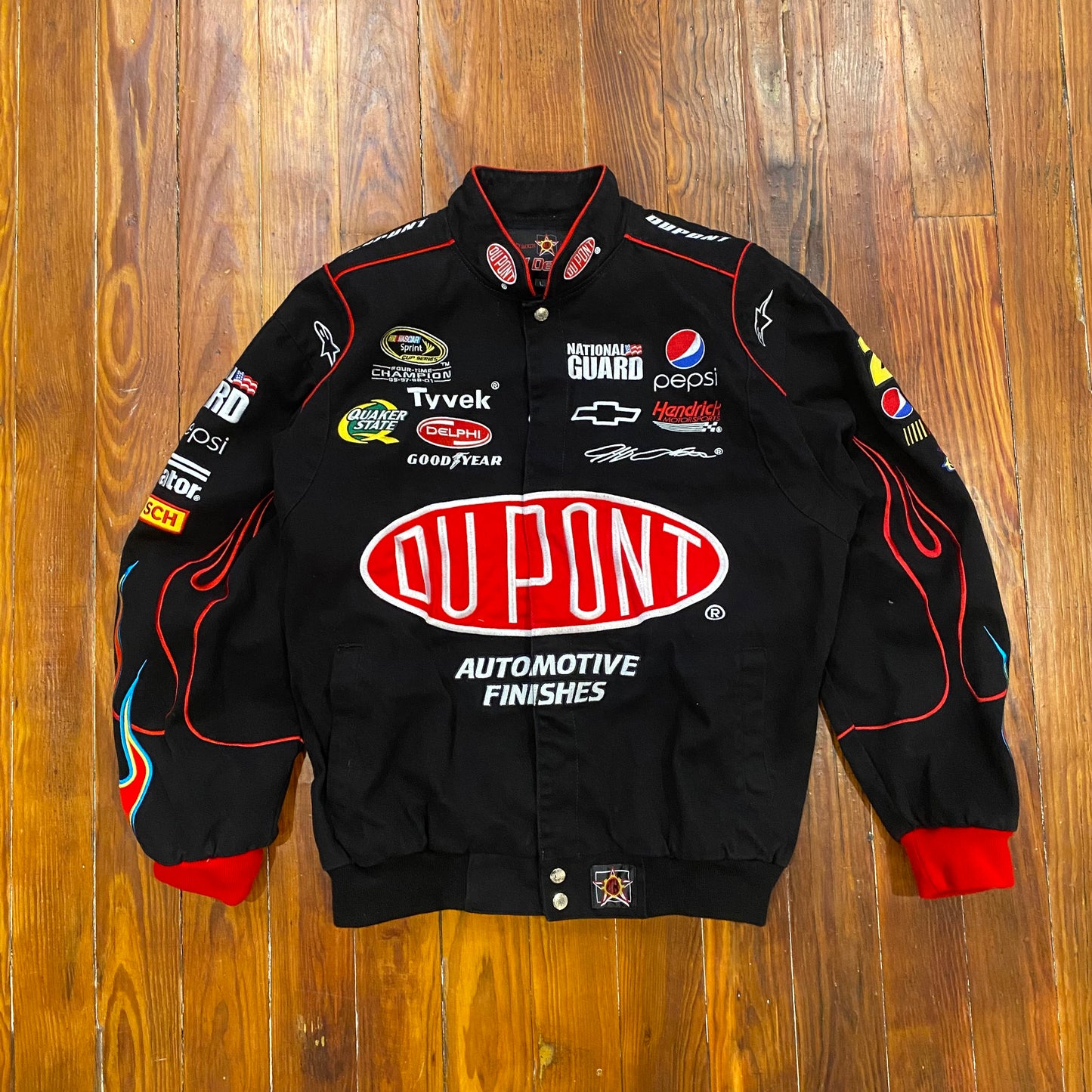Vintage Dupont Flame Racing Jacket Black/Red - L