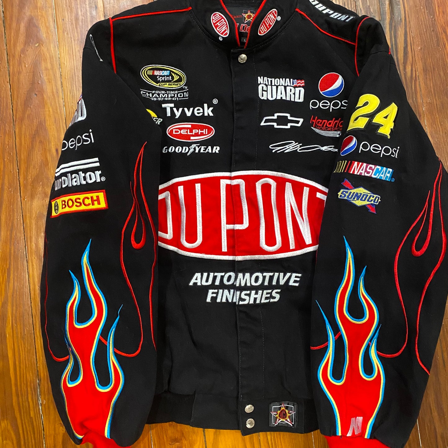 Vintage Dupont Flame Racing Jacket Black/Red - L
