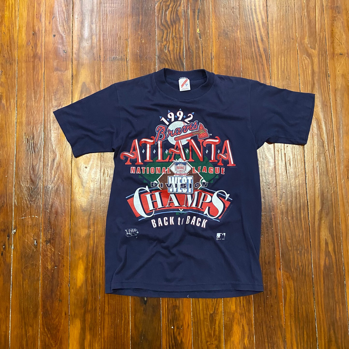 Vintage 1992 MLB West Division Back to Back Champs Baseball Tee - M