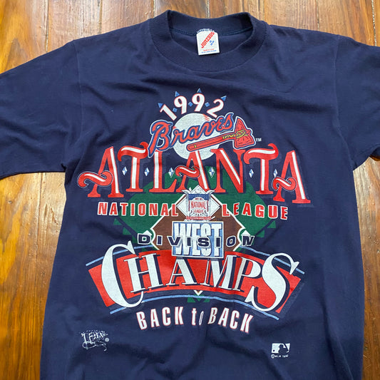 Vintage 1992 MLB West Division Back to Back Champs Baseball Tee - M