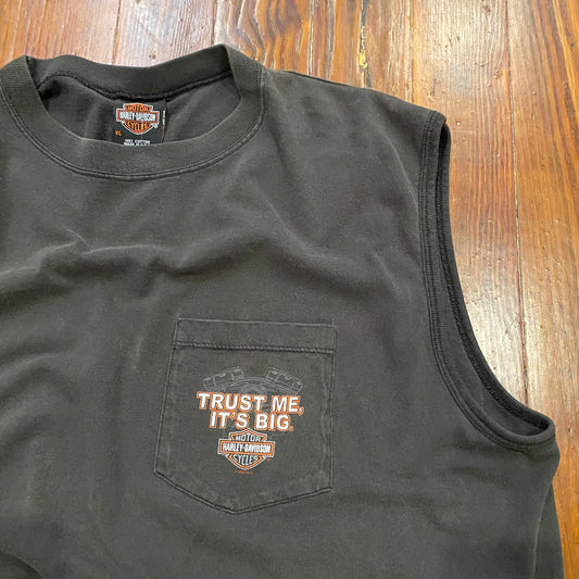 Vintage Motor Harley Davidson Trust Me Its Big Sleeveless Shirt - XL