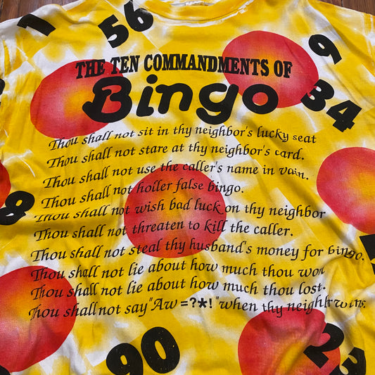 Vintage The Ten Commandments Of Bingo Tee - XL