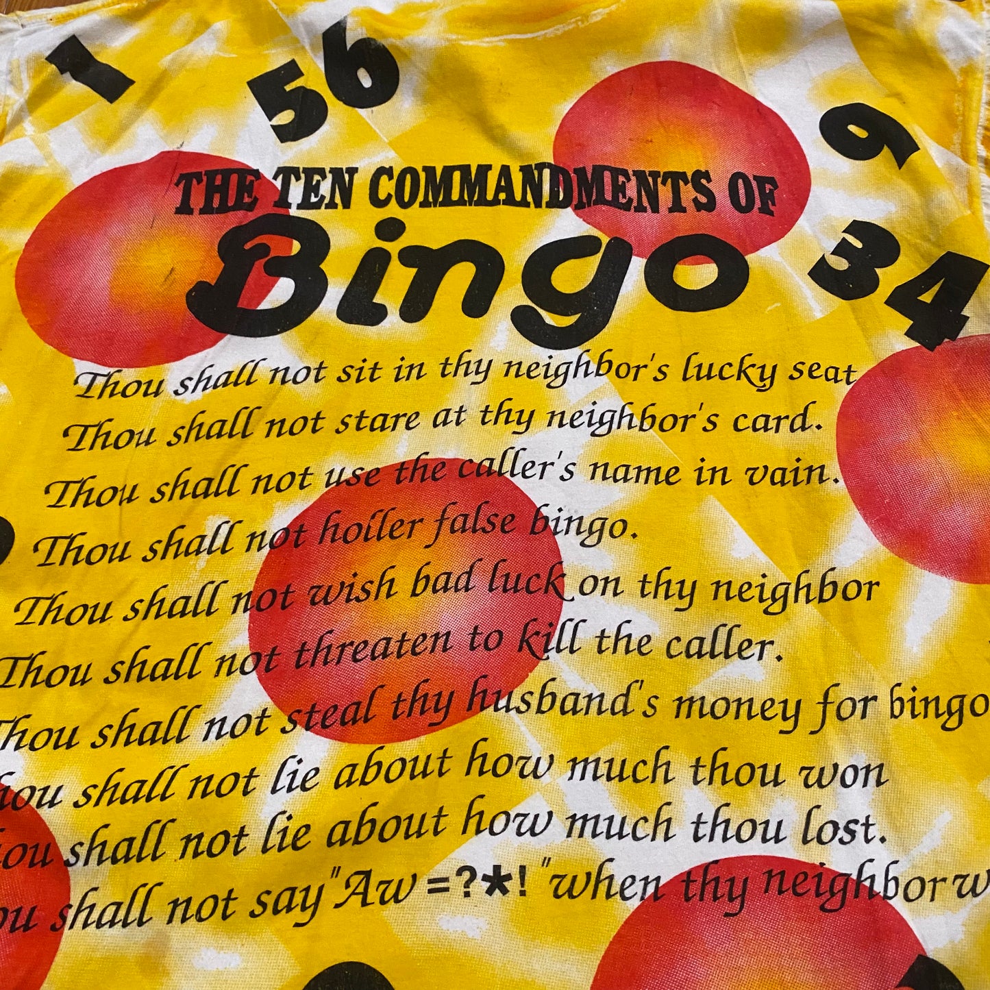 Vintage The Ten Commandments Of Bingo Tee - XL