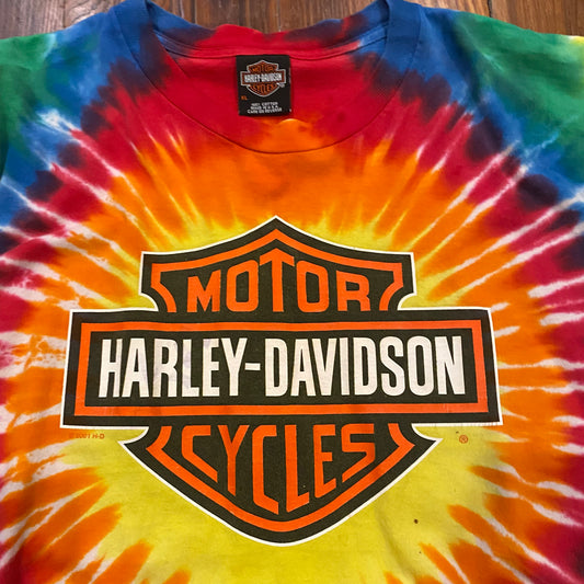 Vintage Tie Dye Harley Davidson Tee - XL