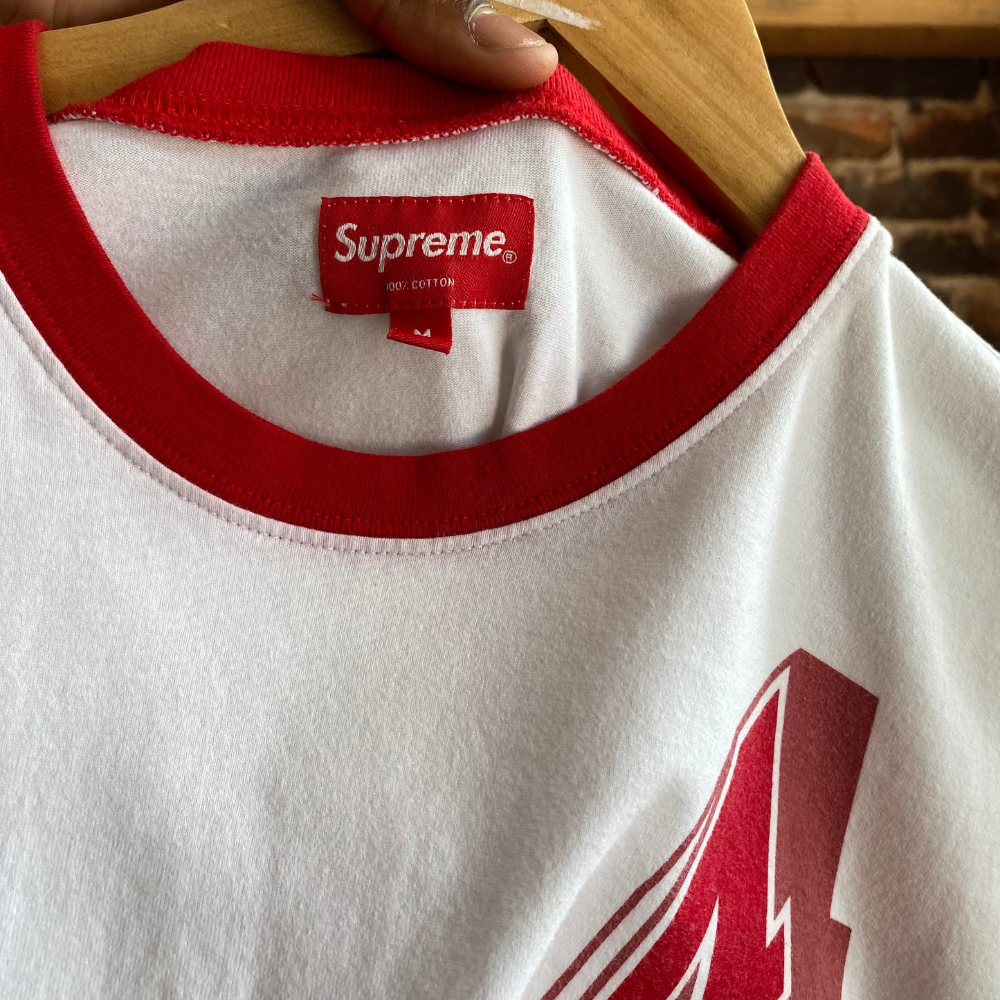 1994 Supreme White & Red Ringer Tee- M