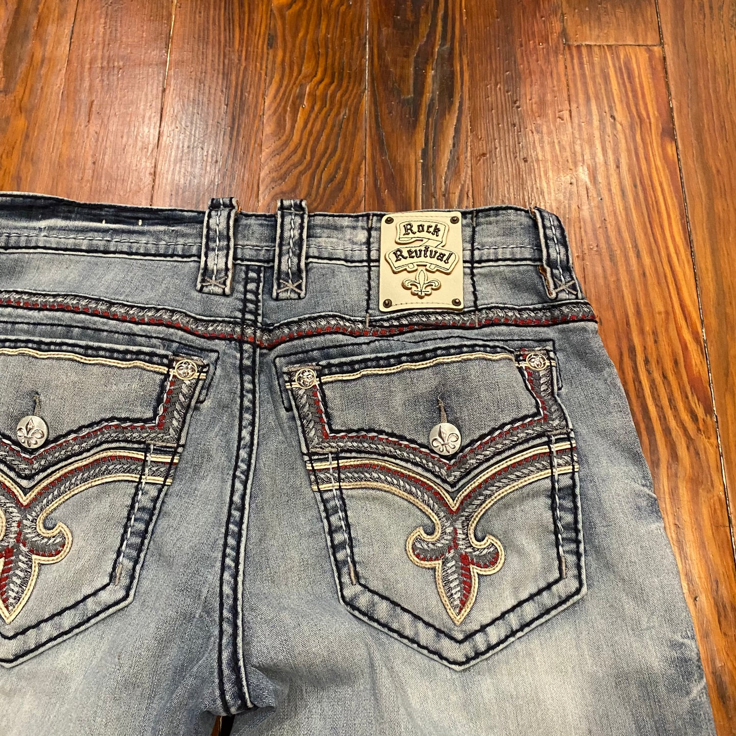Rock Revival Faded Blue Jeans- 36x28