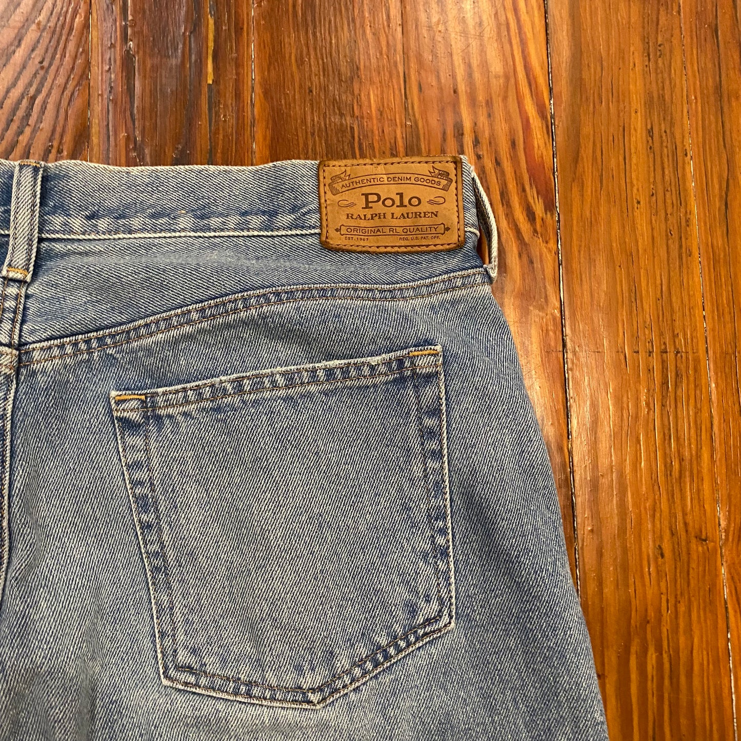 Polo Faded Jeans/ Logo Patterned Seam- 32x25