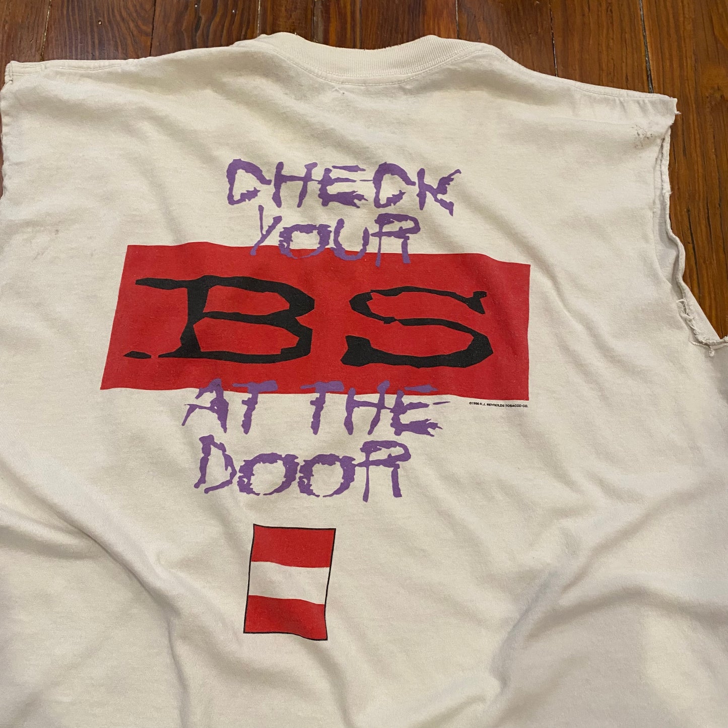 Vintage Winston "No BS/Check Your BS At The Door" Humor Cut Off Tee - XL