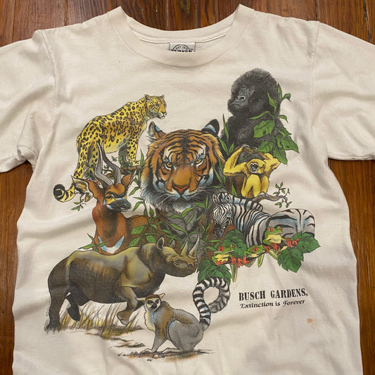 Vintage Busch Gardens "Extinction Is Forever" Animal Theme Park Tee - M