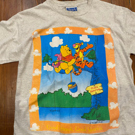 Vintage Disney Winnie The Pooh "Good Friends, Good Stories" Portrait Tee - M