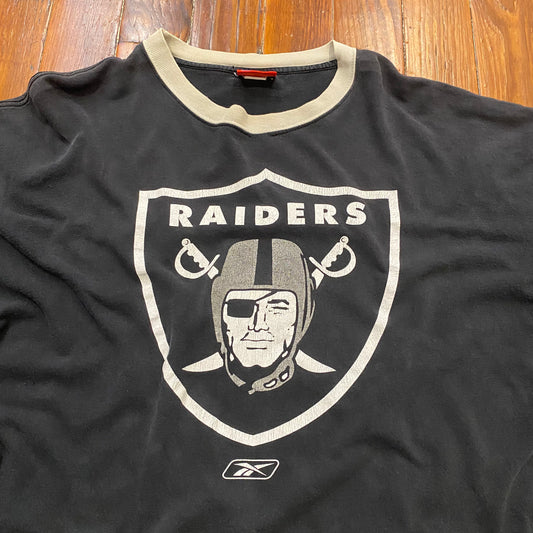 Vintage Reebok Oakland Raiders Ringer Tee - 2XL