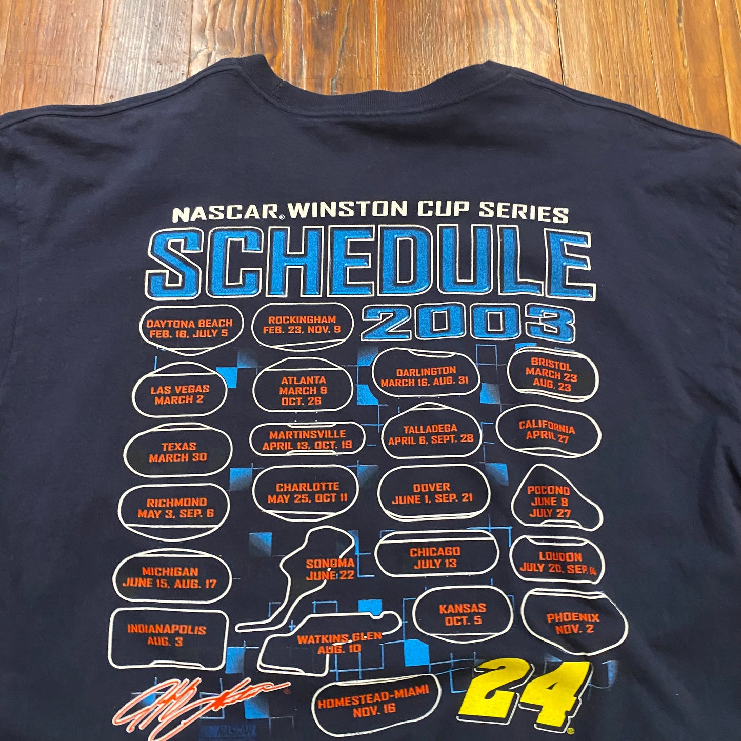 Vintage Jeff Gordon Winston Cup Series Schedule Tee - 2XL