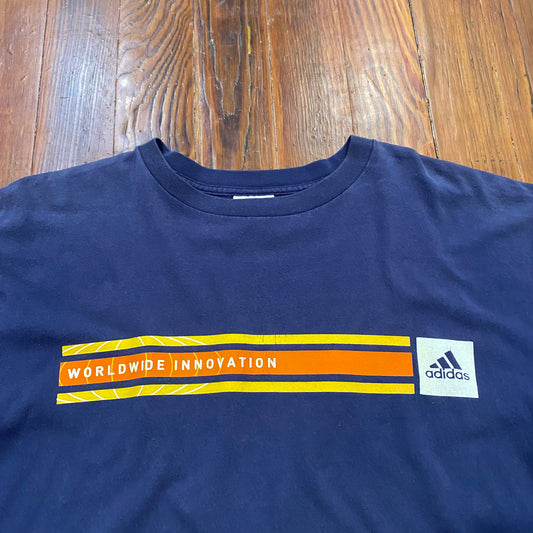 Vintage Adidas Worldwide Innovation Navy Tee - L