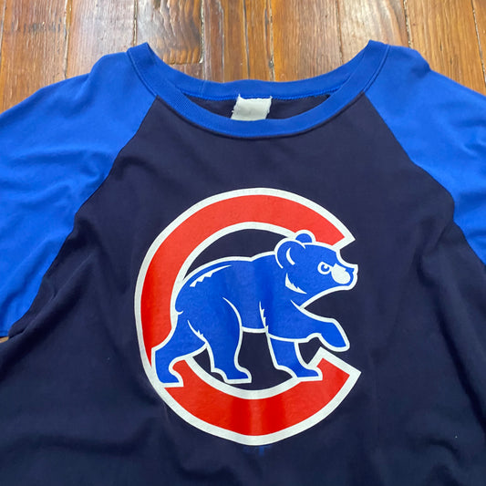 Vintage Cubs Big Logo Navy and Blue Tee - XL