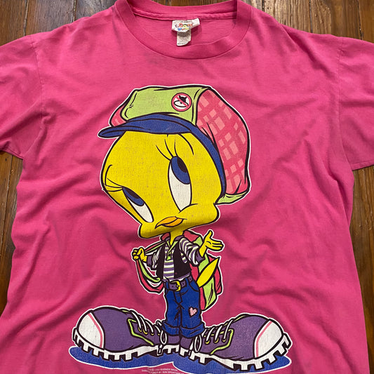 Vintage Loony Tunes Tweety Bird Pink Vintage Tee - M