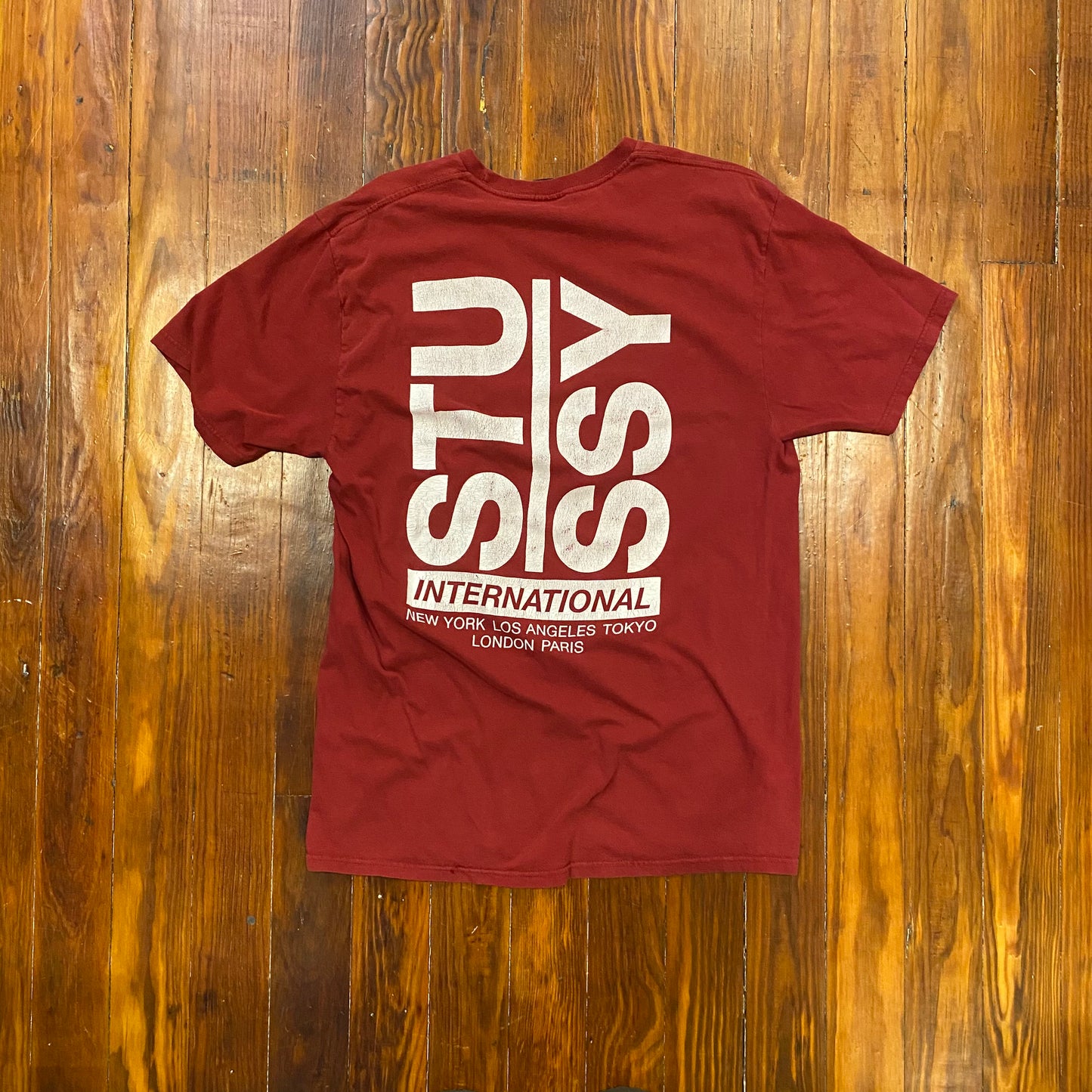 Vintage Stussy Maroon Tee - L
