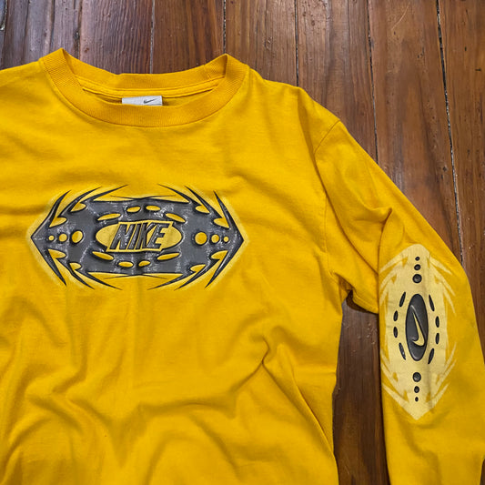 Vintage Nike Sleeve Hits Yellow Long Sleeve Tee - S