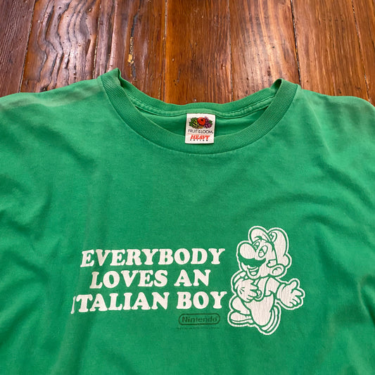 Vintage Nintendo Italian Boy Green Tee - XL