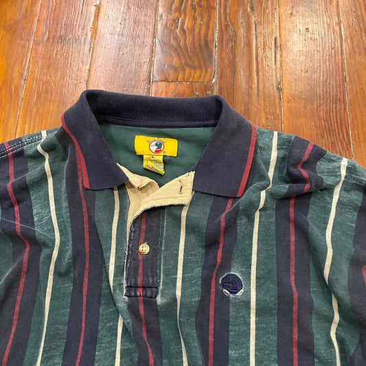 Vintage Distressed Duckhead Longsleeve Polo Shirt - L