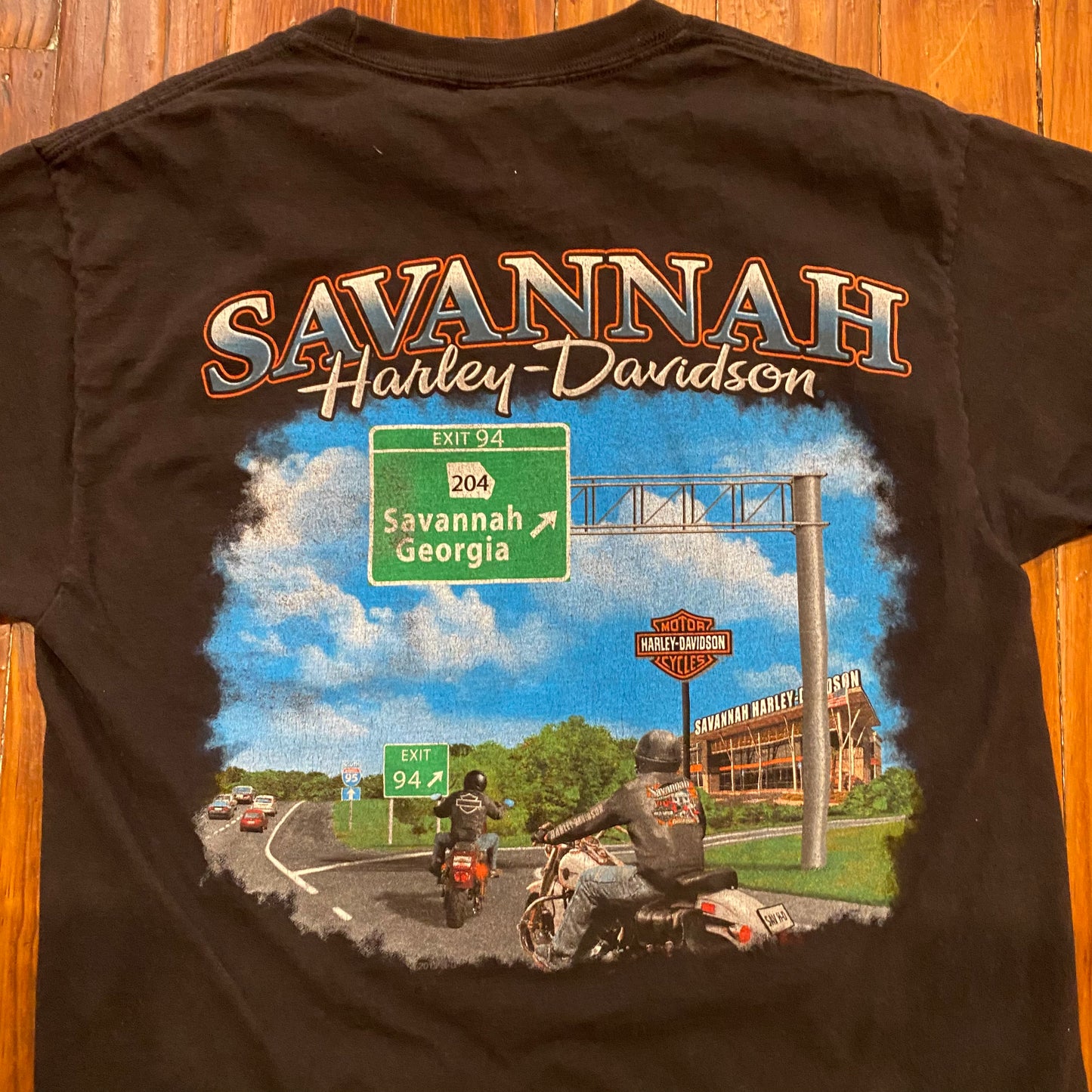 Vintage Harley Davidson Savannah Pocket Wings Black Tee - M