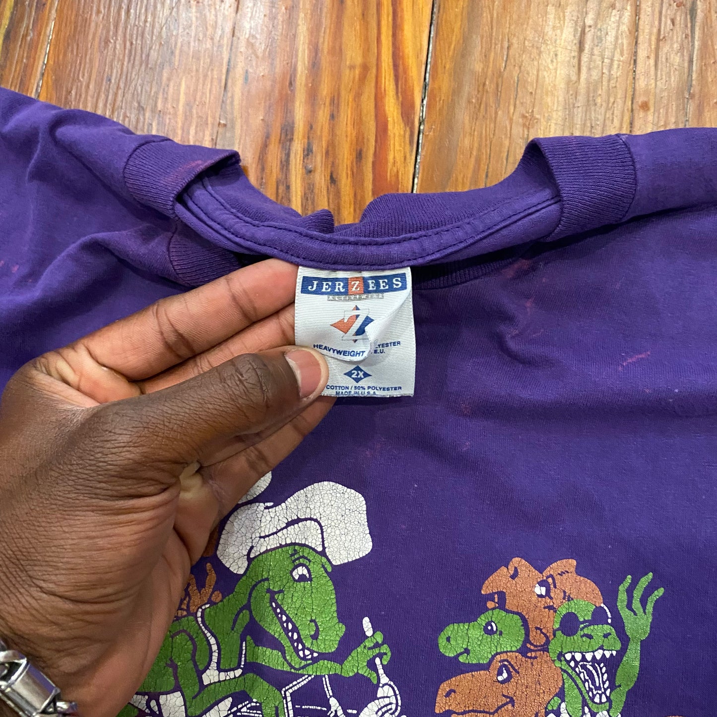 Vintage Lunch Time Dinosaur Purple Tee - 2XL