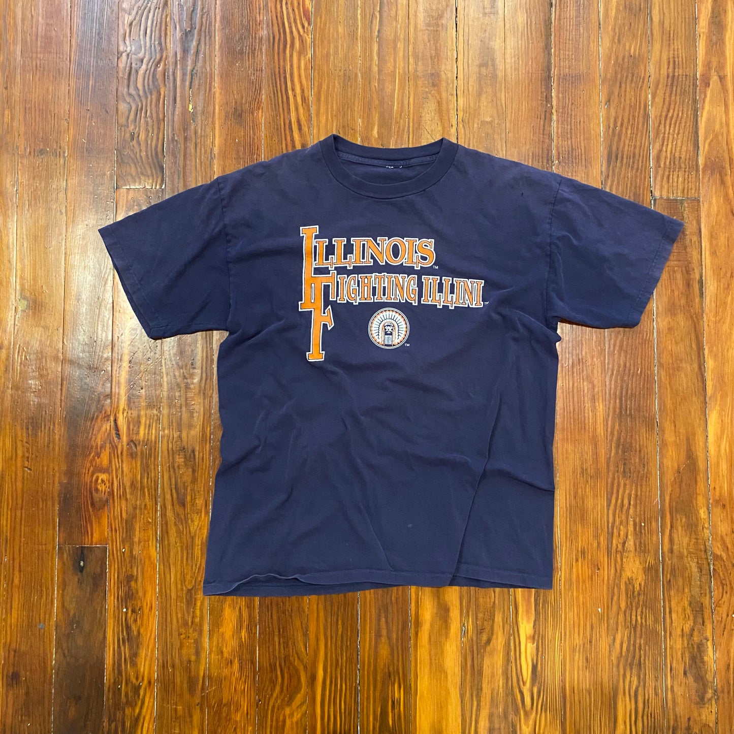 Vintage Illinois Fighting Illini Navy Tee - XL