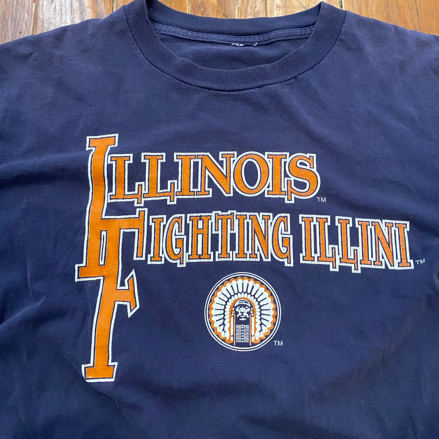 Vintage Illinois Fighting Illini Navy Tee - XL