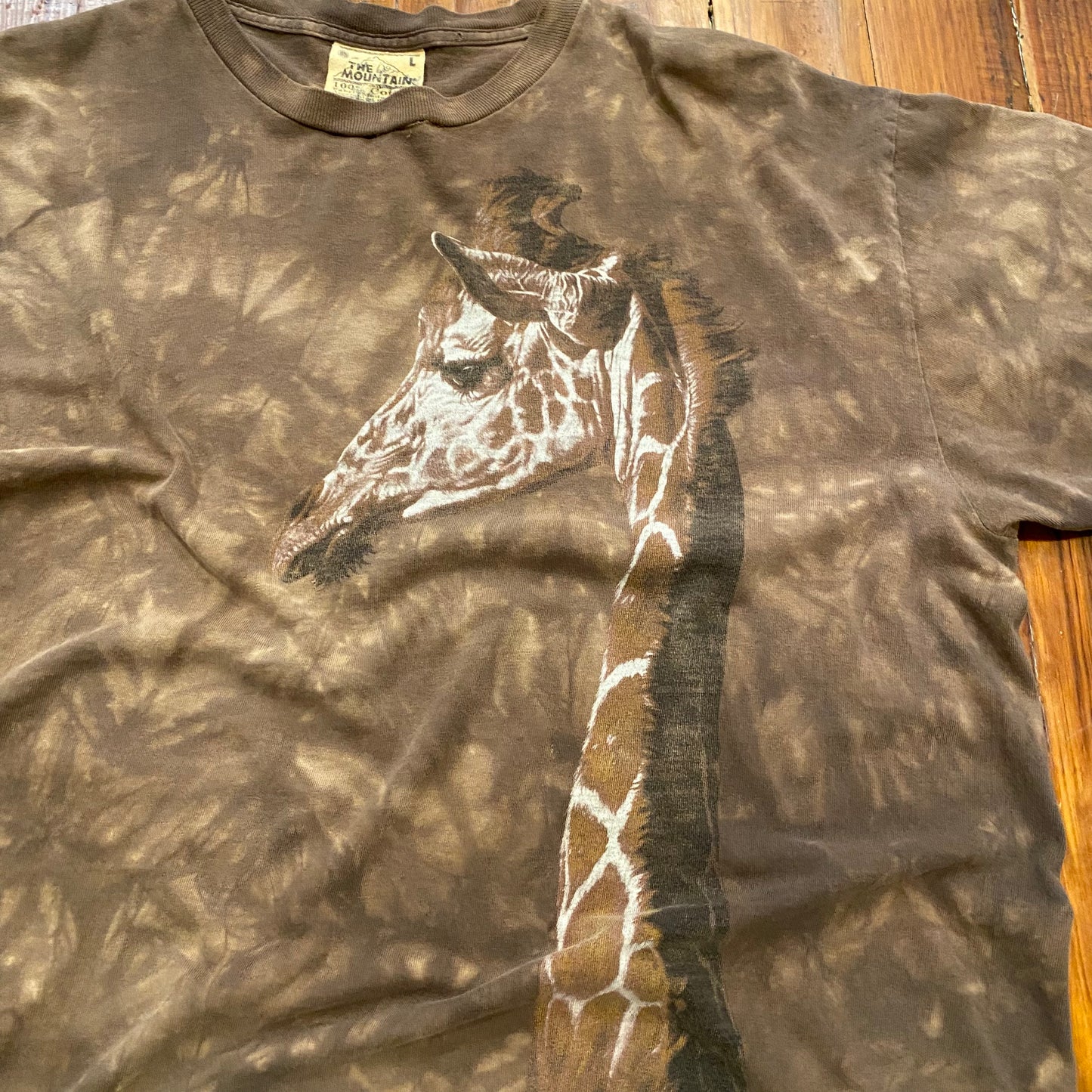 Vintage The Mountain Brown Giraffe Distressed Bottom Tee - L