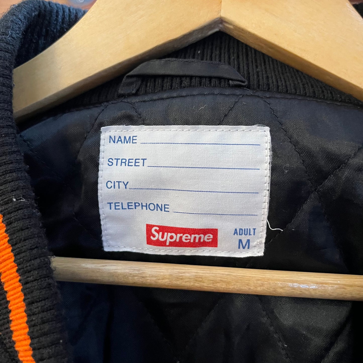 Supreme 2019 Black & Orange Team Varsity Jacket - M