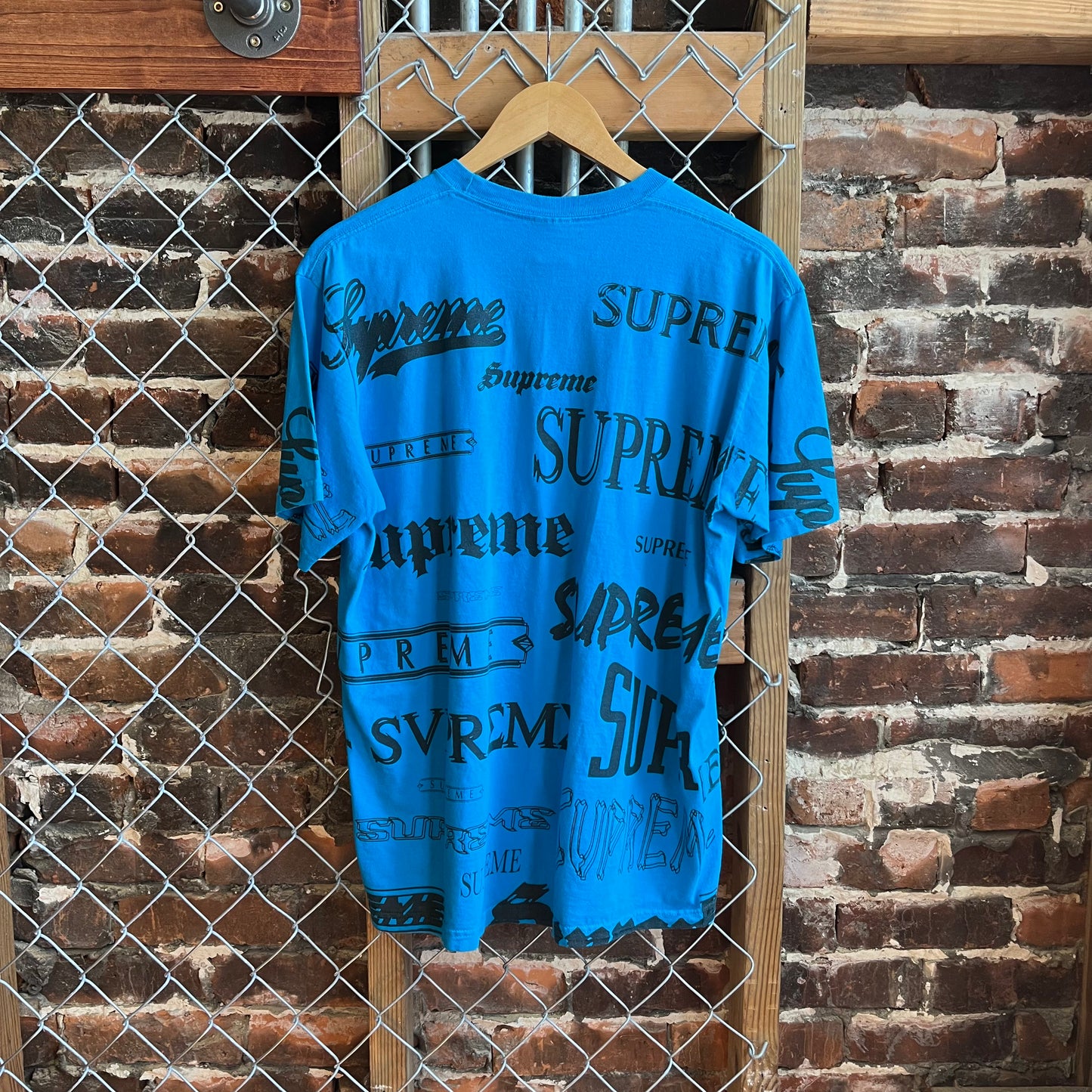 Supreme Multi Logo Blue AOP Tee- M