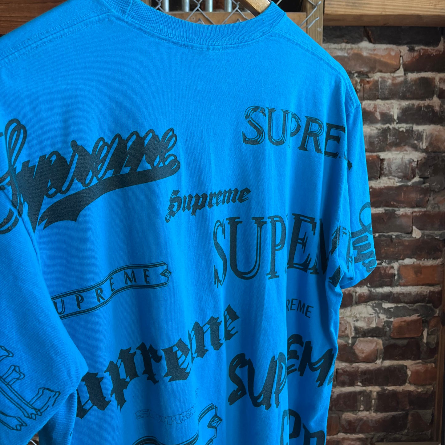 Supreme Multi Logo Blue AOP Tee- M
