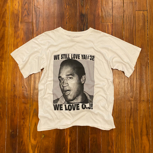 Vintage We Love OJ Tee Big Face Graphic Single Stitched Tee - XL