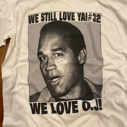 Vintage We Love OJ Tee Big Face Graphic Single Stitched Tee - XL