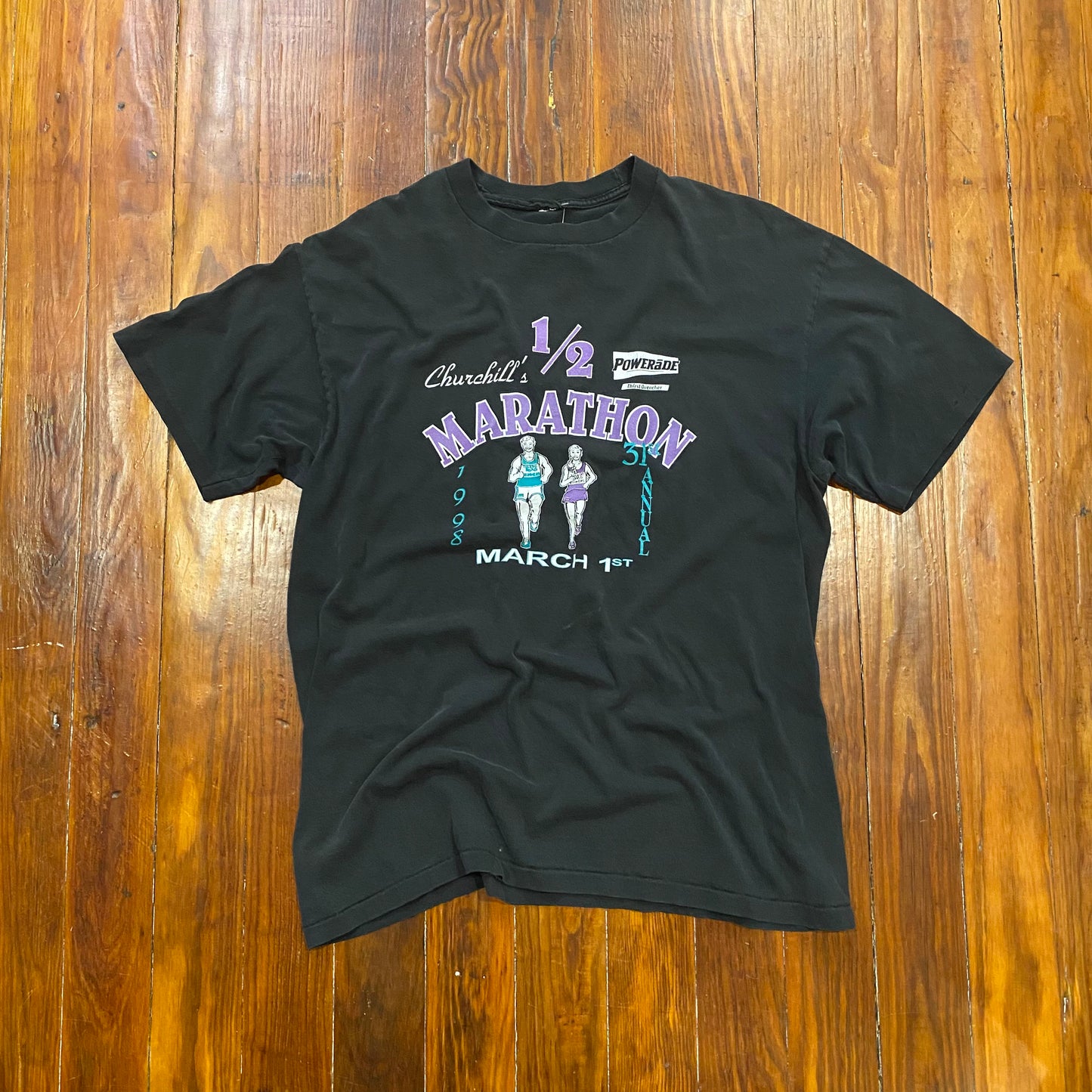 Vintage 1998 31st Annual Churchill's 1/2 Marathon Tee - L