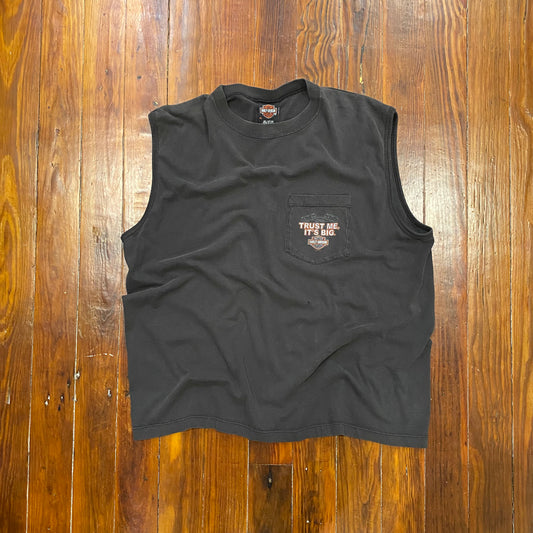 Vintage Motor Harley Davidson Trust Me Its Big Sleeveless Shirt - XL