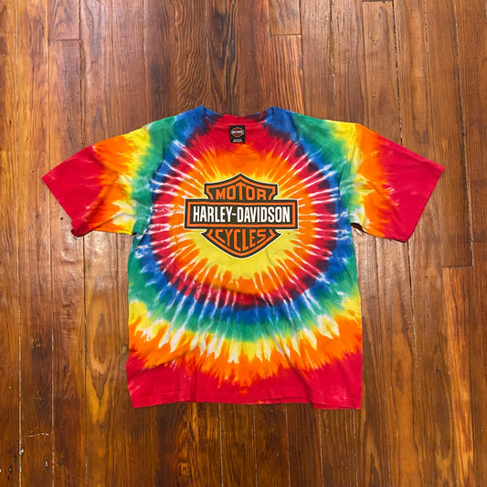 Vintage Tie Dye Harley Davidson Tee - XL