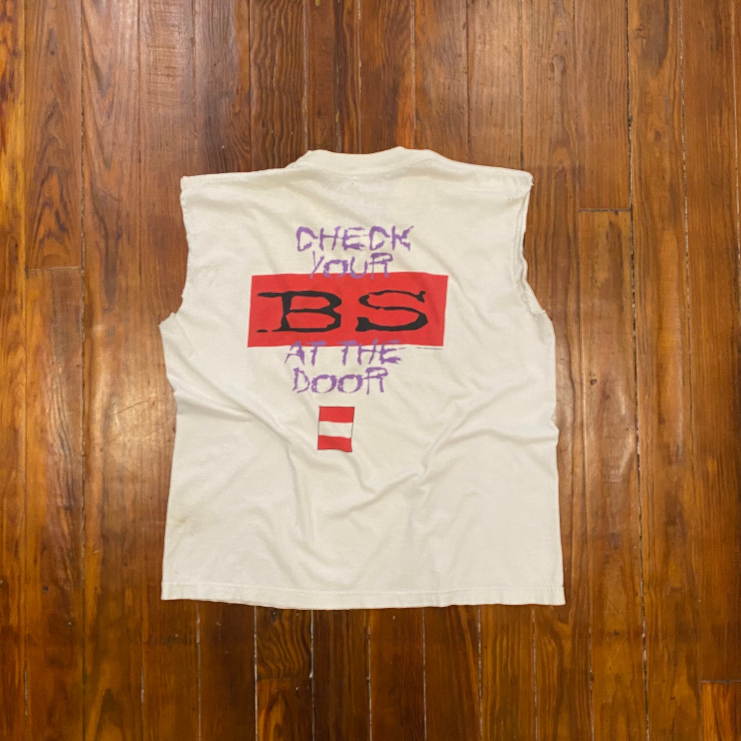 Vintage Winston "No BS/Check Your BS At The Door" Humor Cut Off Tee - XL