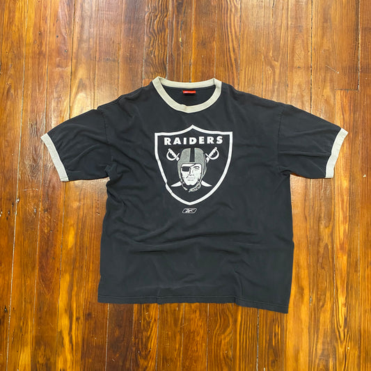 Vintage Reebok Oakland Raiders Ringer Tee - 2XL
