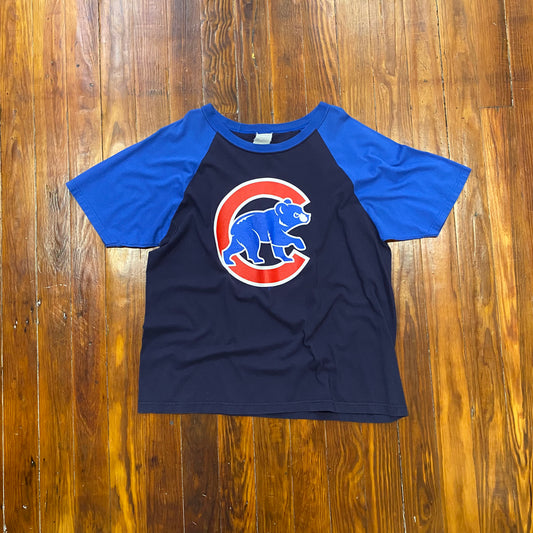 Vintage Cubs Big Logo Navy and Blue Tee - XL