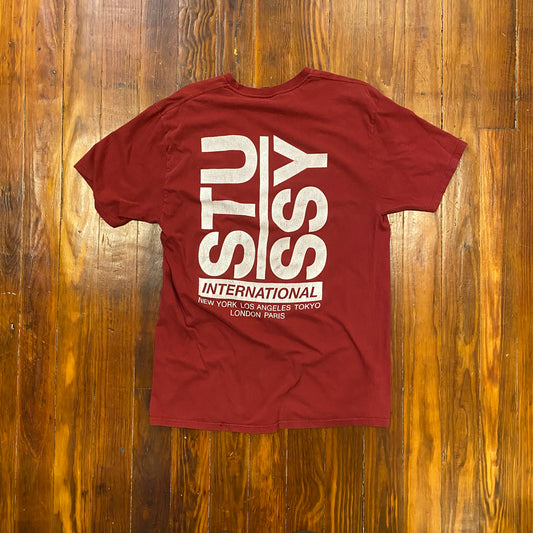 Vintage Stussy Maroon Tee - L