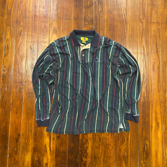 Vintage Distressed Duckhead Longsleeve Polo Shirt - L