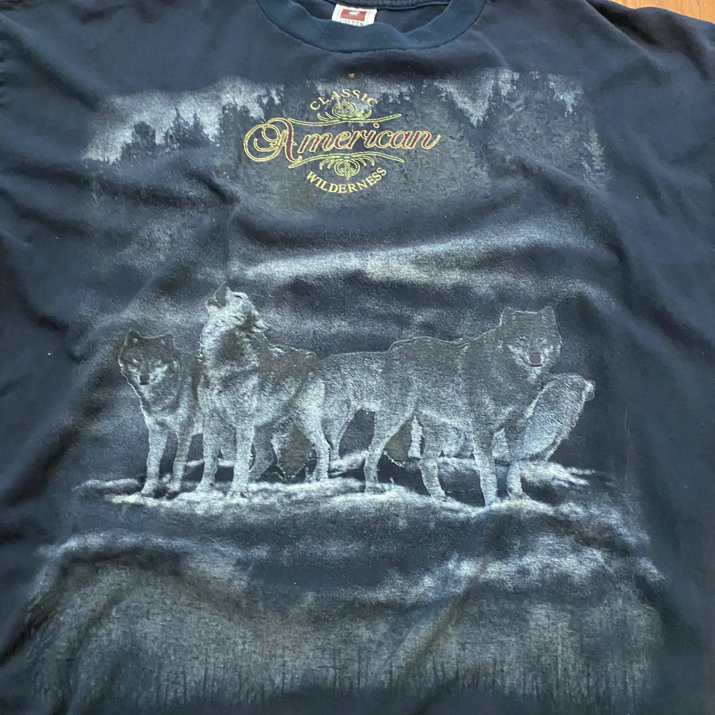 Vintage Classic American Wilderness Grayscale Wold Tee - 2XL