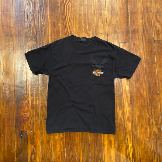 Vintage Harley Davidson Savannah Pocket Wings Black Tee - M