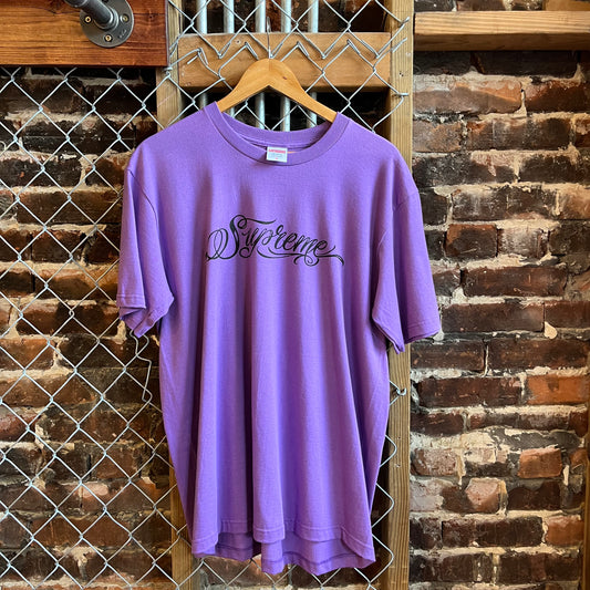Supreme Script Purple Tee- M
