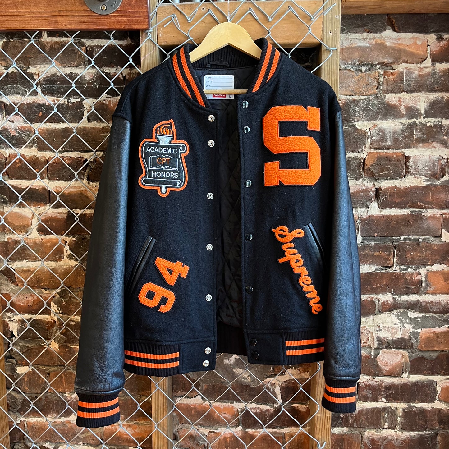 Supreme 2019 Black & Orange Team Varsity Jacket - M