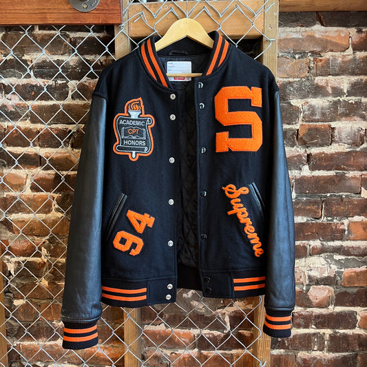 Supreme 2019 Black & Orange Team Varsity Jacket - M