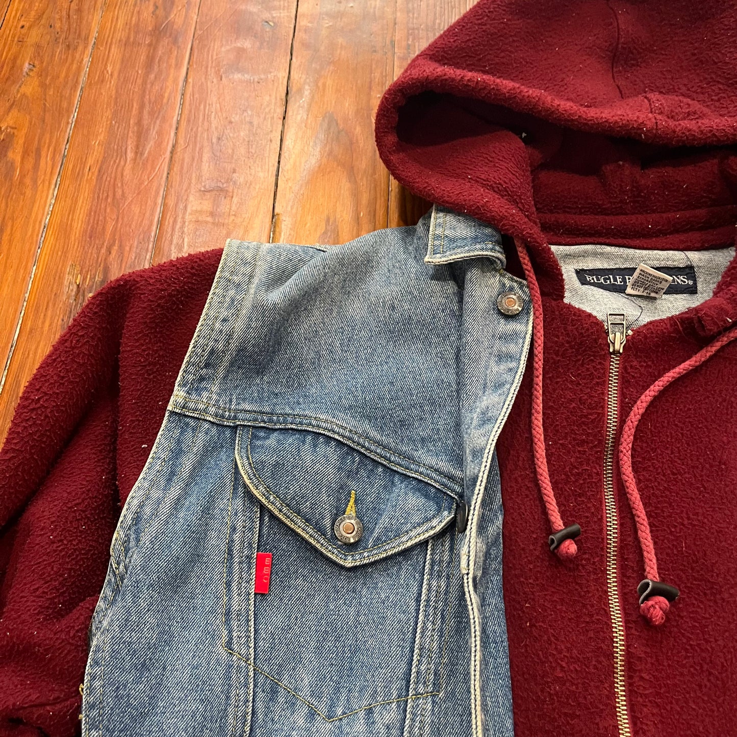 Vintage Bugle Boy Jean Fleece Jacket- XL